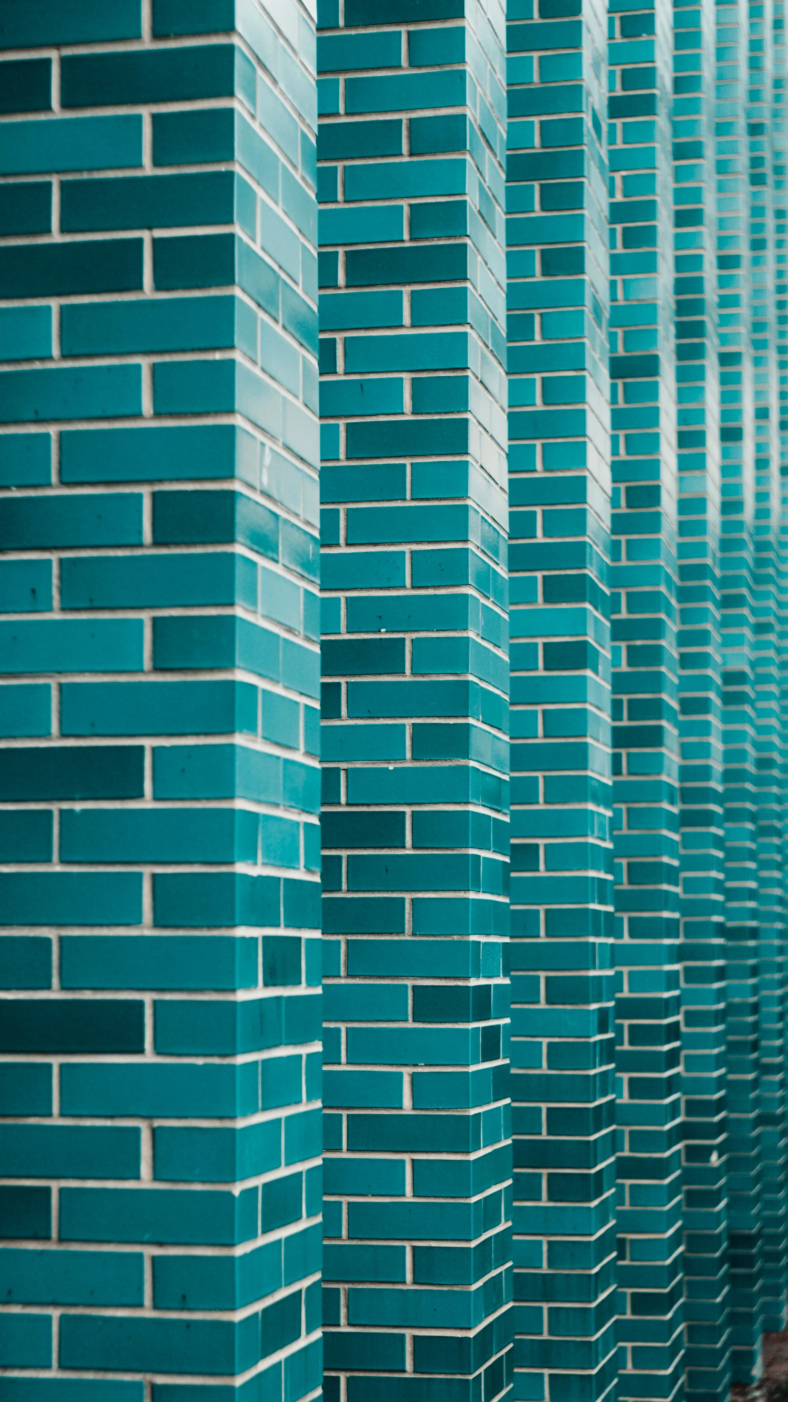 A wall with blue bricks